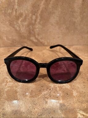 Karen Walker Oversized Black Frame Sunglasses with Purple Lenses